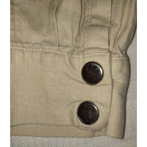 Beige GAP Linen Jacket Hoodie Adult XL Zips Snaps Outdoors Faux Pockets - Picture 16 of 16